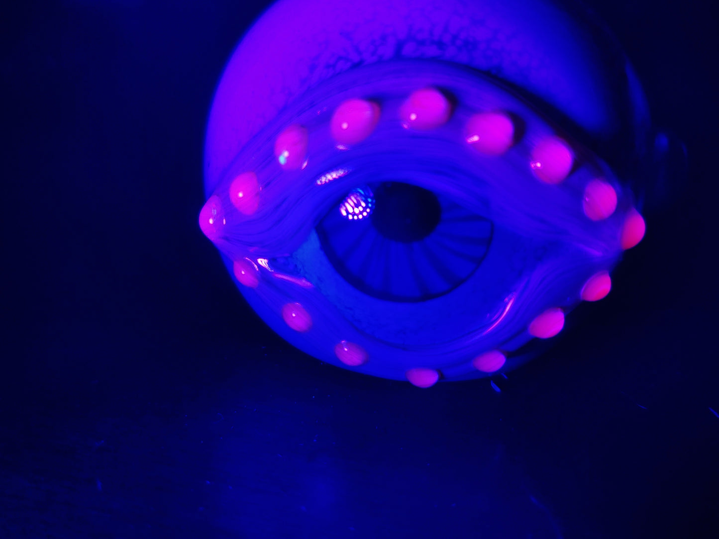 Detailed Eye Pipe With Fangs | UV Glow | Unique Glass Art |