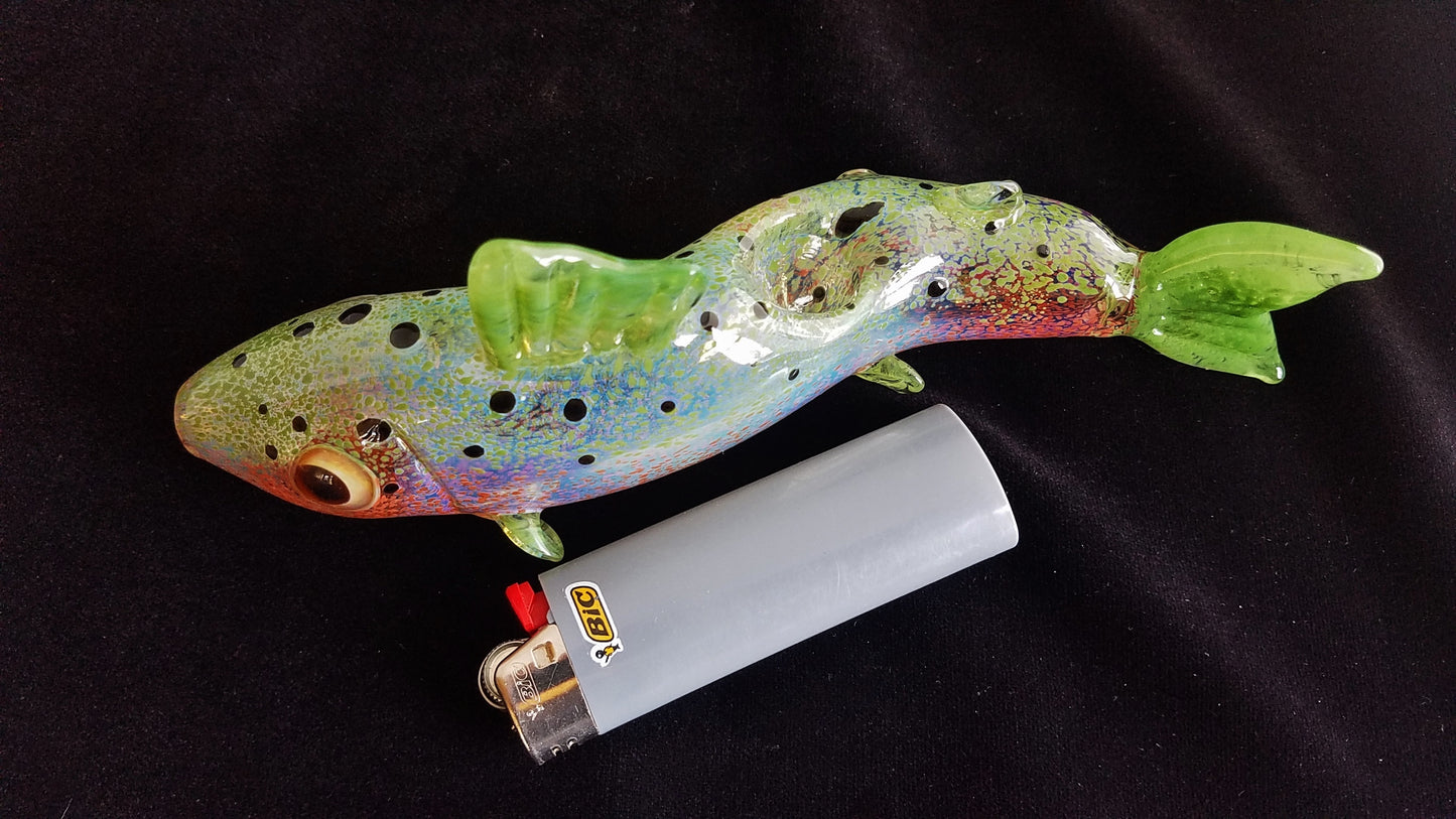 Color Changing Glass Rainbow Trout Pipe