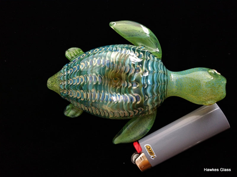 Colorful Sea Turtle Pipe | Blue-Green