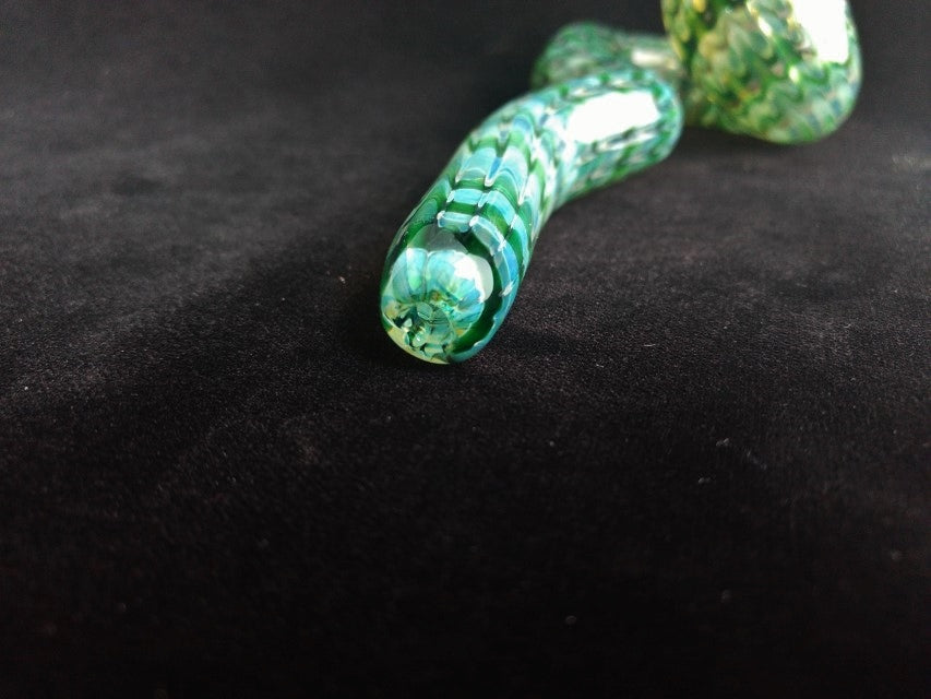 Color Changing Glass Snake Pipe (Green/Gold)