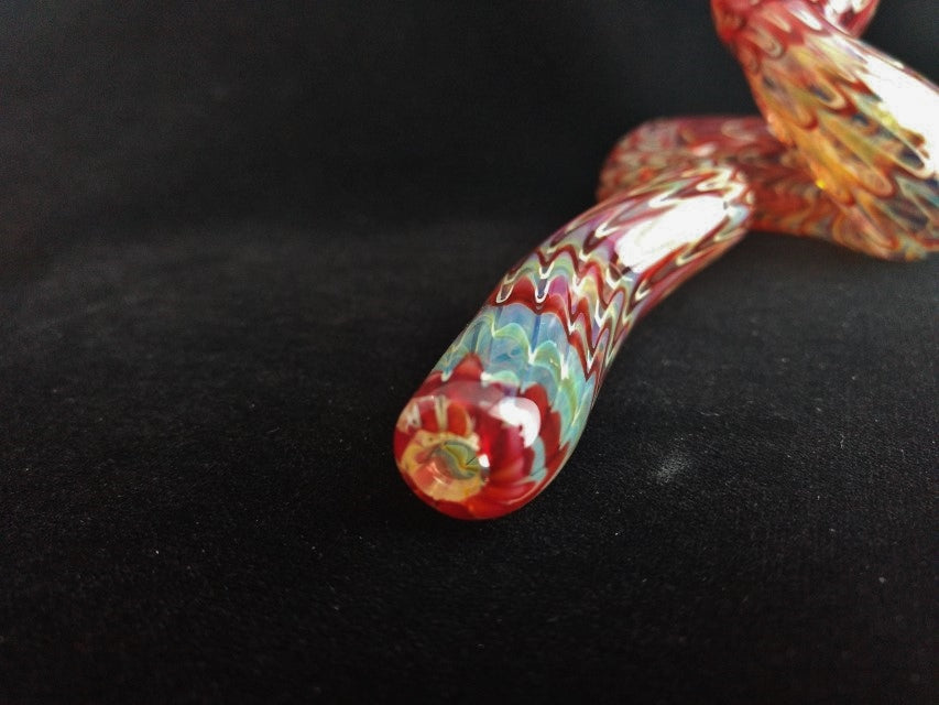 Color Changing Glass Snake Pipe (Red/Gold)