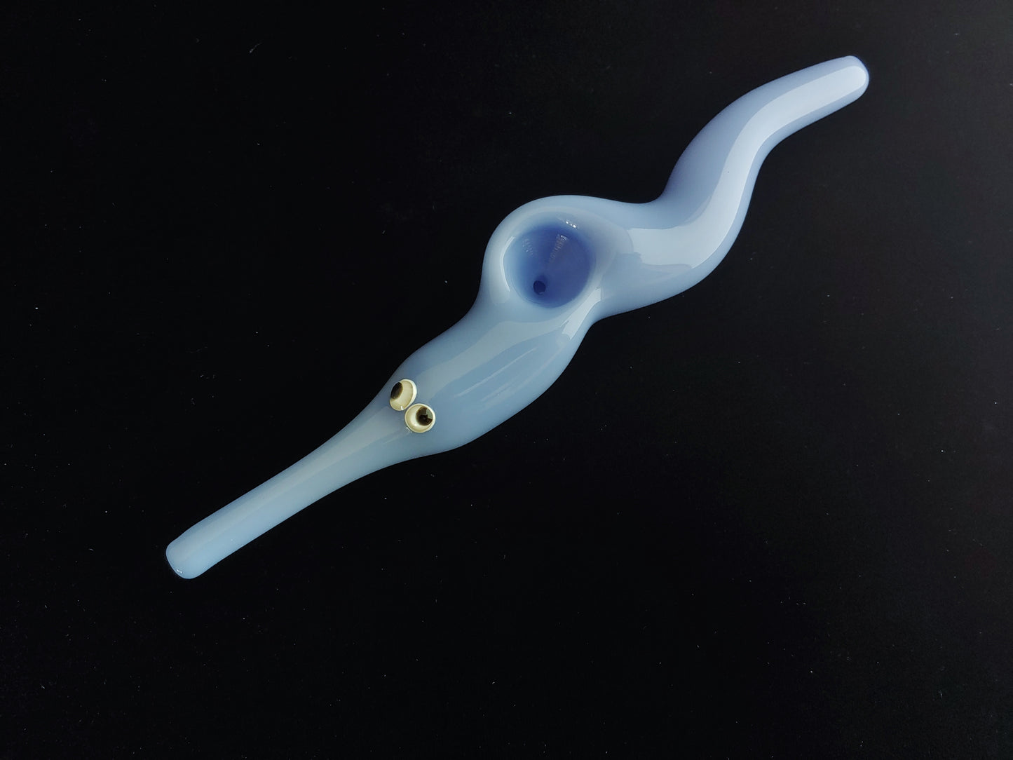 Glass Magic Worm Pipe (Solid Blue Version)