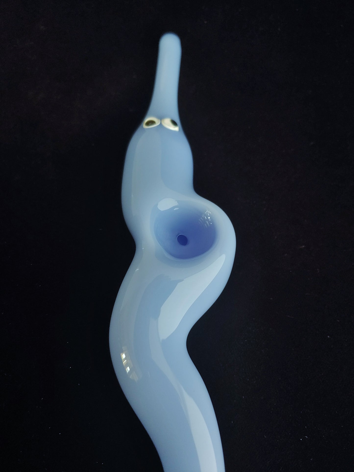 Glass Magic Worm Pipe (Solid Blue Version)