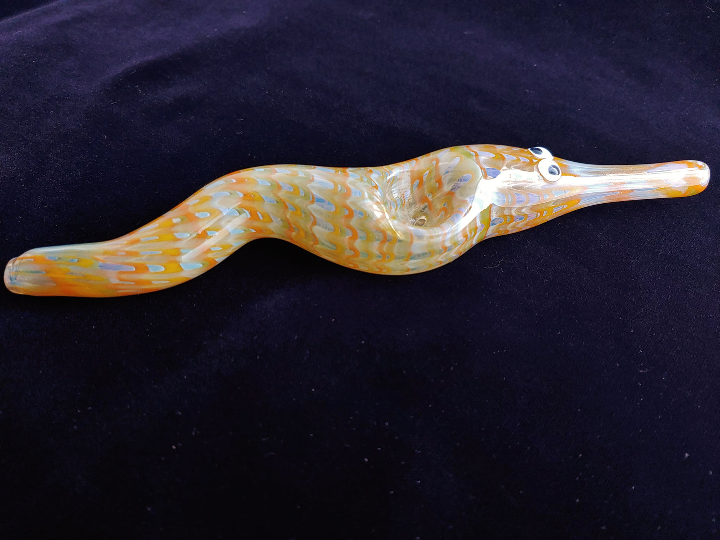 Glass Magic Worm Pipe (Plaid/Striped, Yellow-Orange)