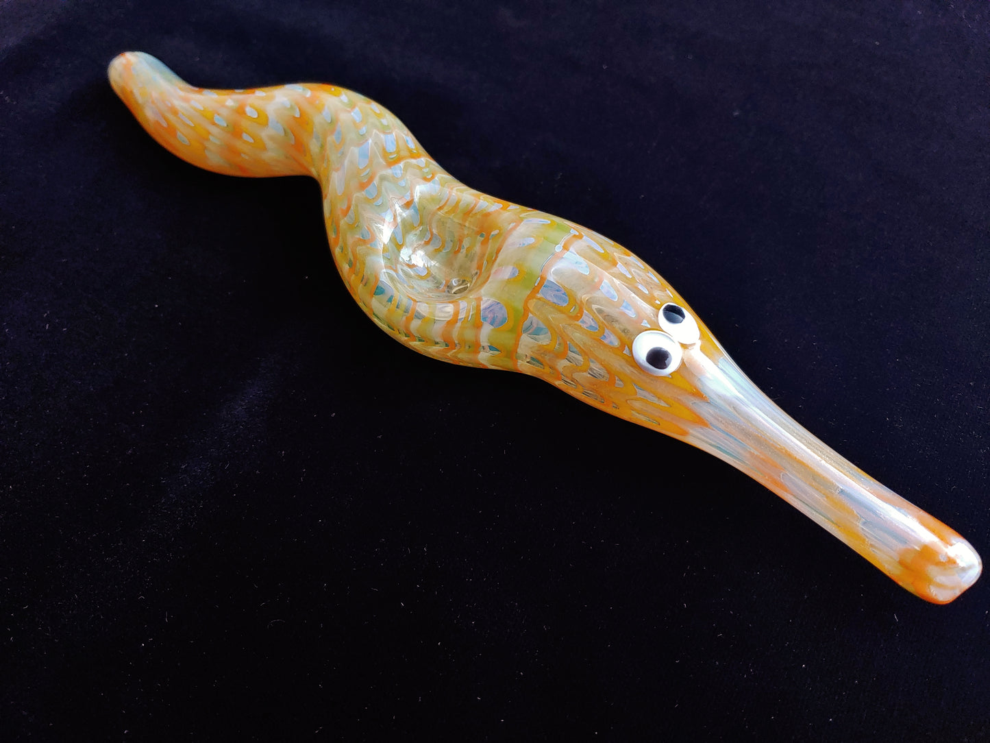 Glass Magic Worm Pipe (Plaid/Striped, Yellow-Orange)