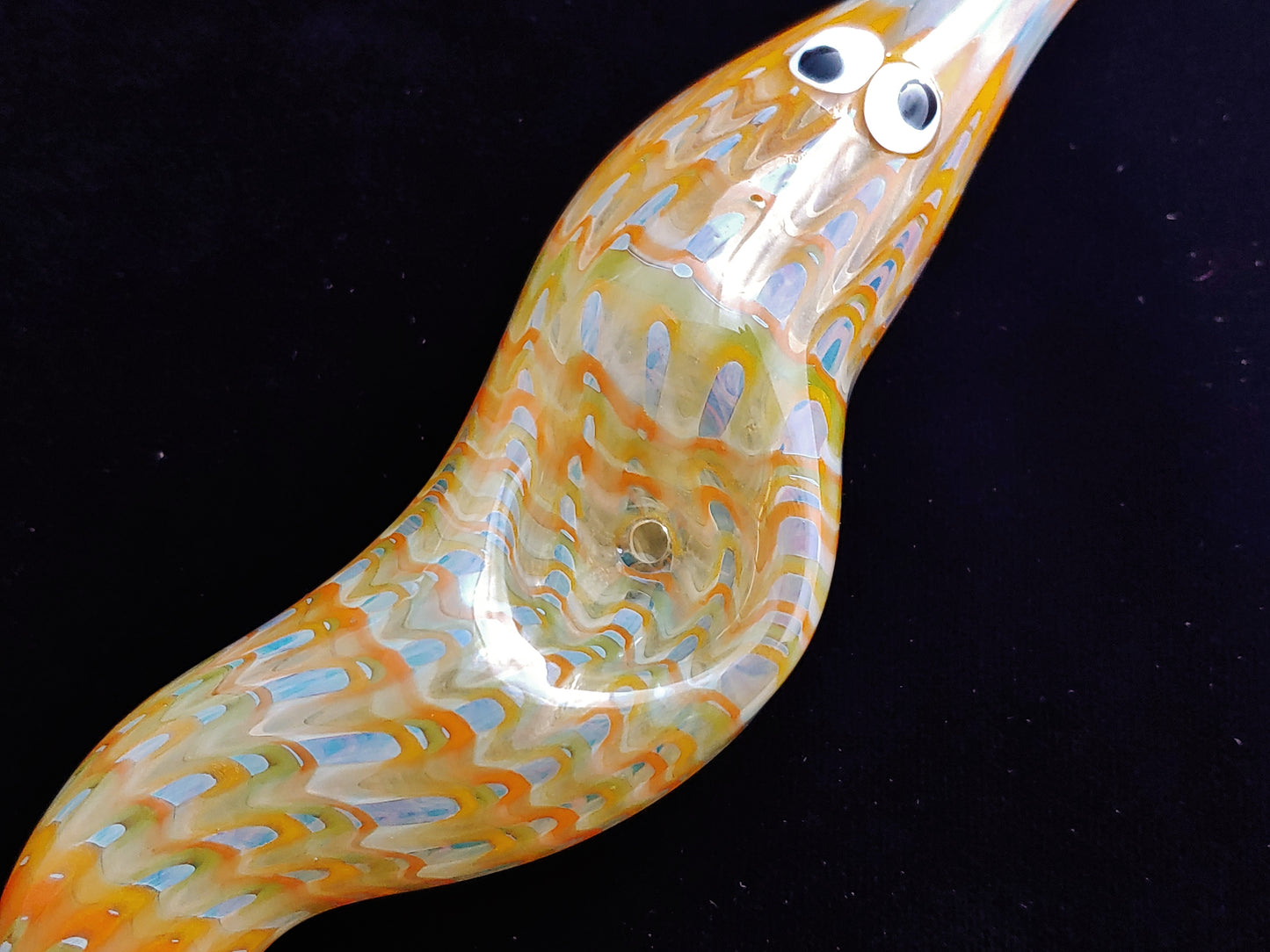 Glass Magic Worm Pipe (Plaid/Striped, Yellow-Orange)