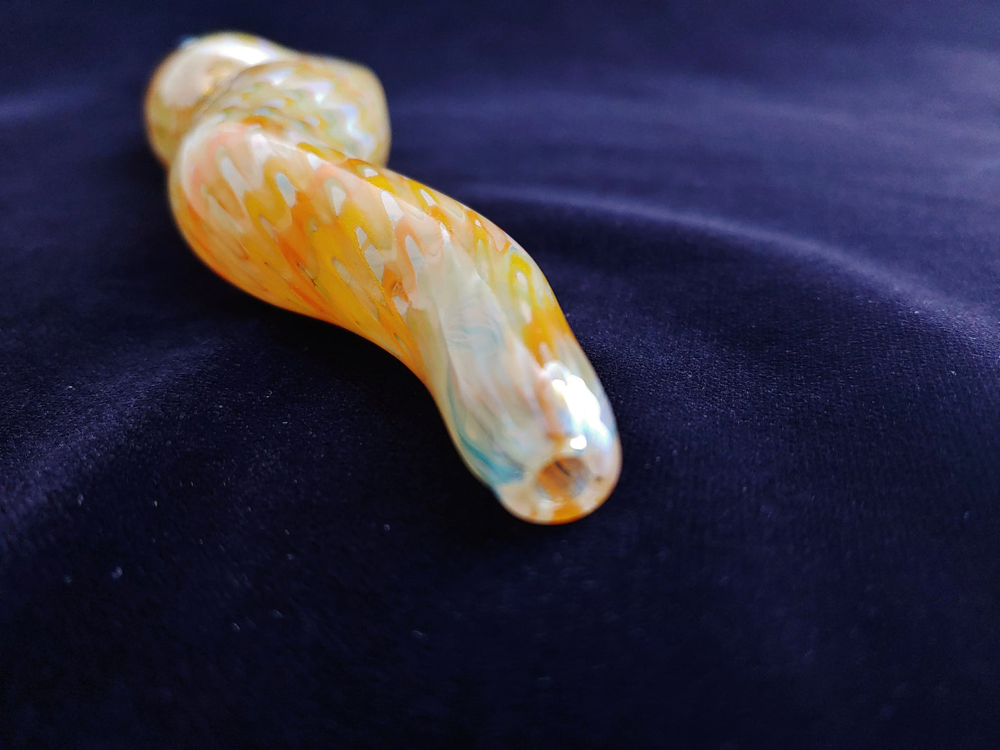 Glass Magic Worm Pipe (Plaid/Striped, Yellow-Orange)