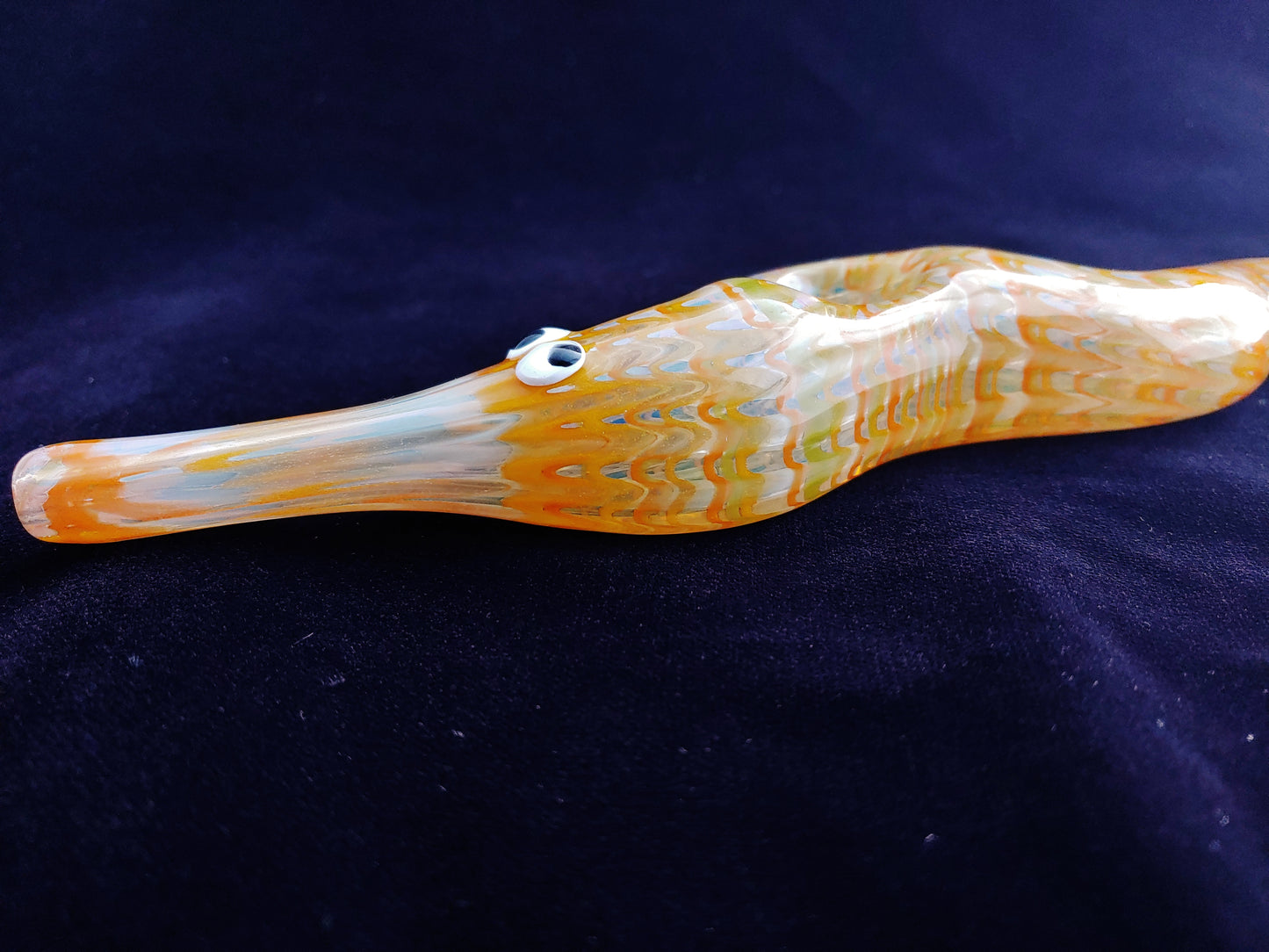 Glass Magic Worm Pipe (Plaid/Striped, Yellow-Orange)