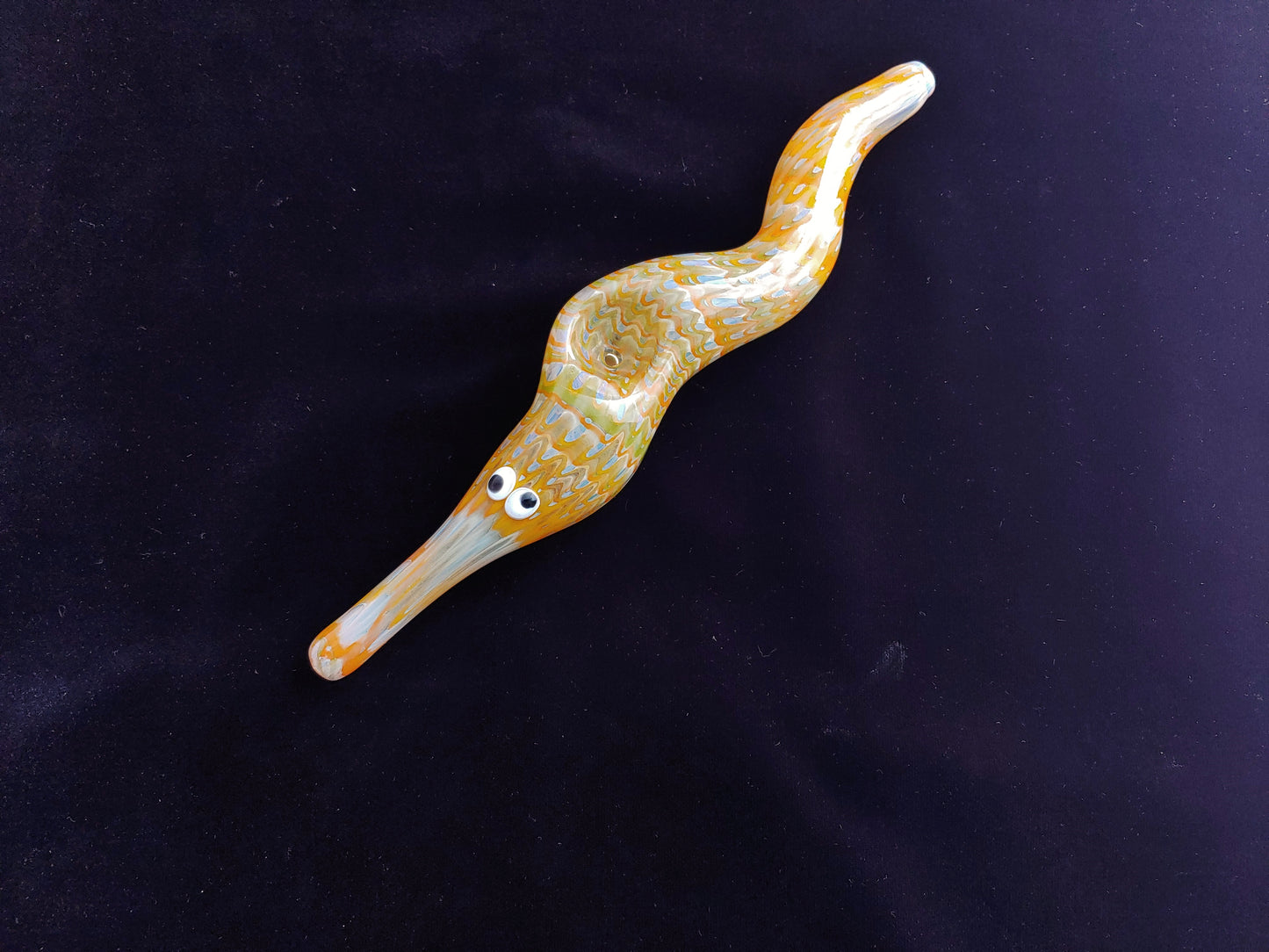 Glass Magic Worm Pipe (Plaid/Striped, Yellow-Orange)