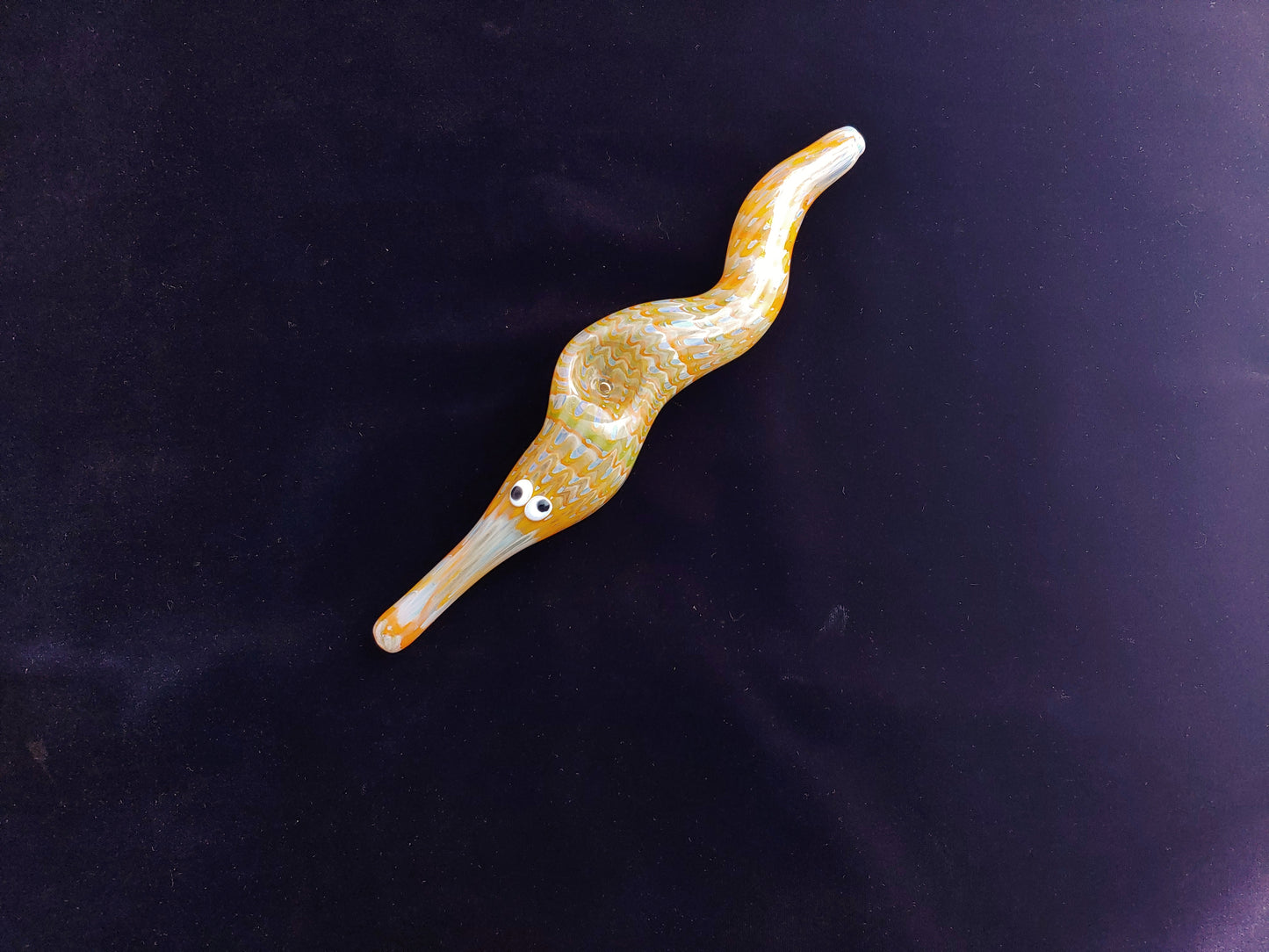 Glass Magic Worm Pipe (Plaid/Striped, Yellow-Orange)