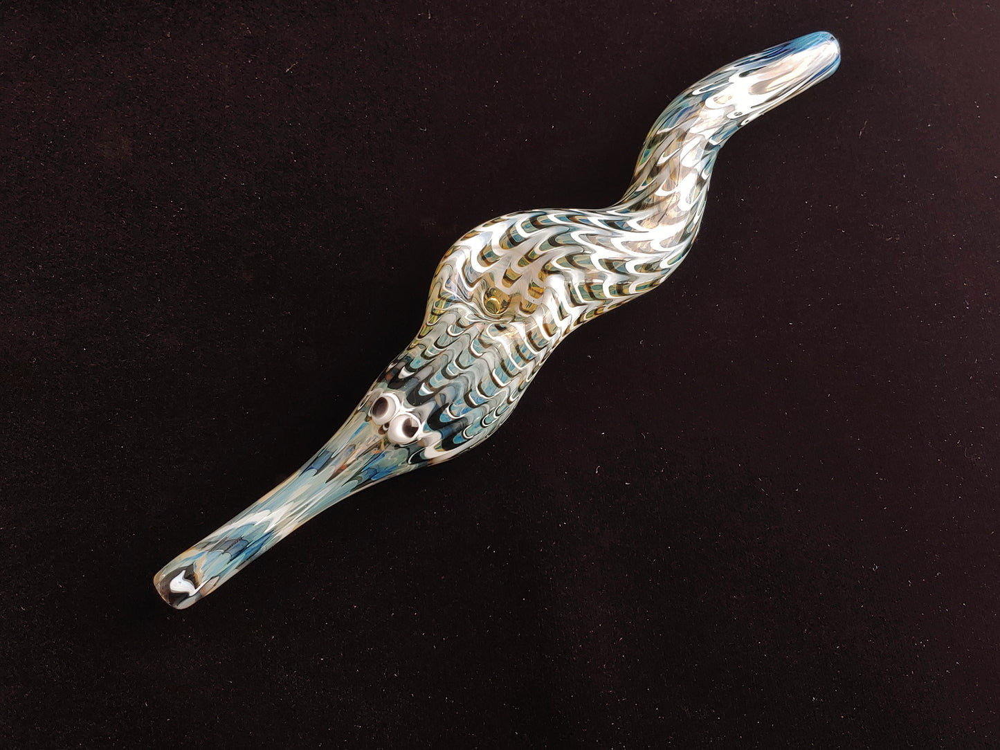 Glass Magic Worm Pipe (Plaid/Striped, Black-White)