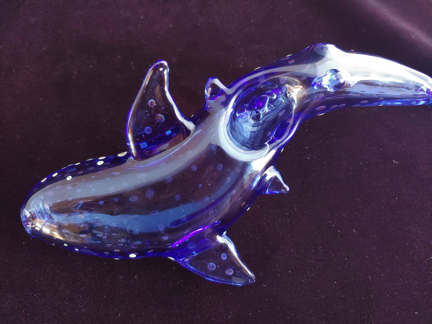 Glass Whale Shark Pipe | Cobalt Blue