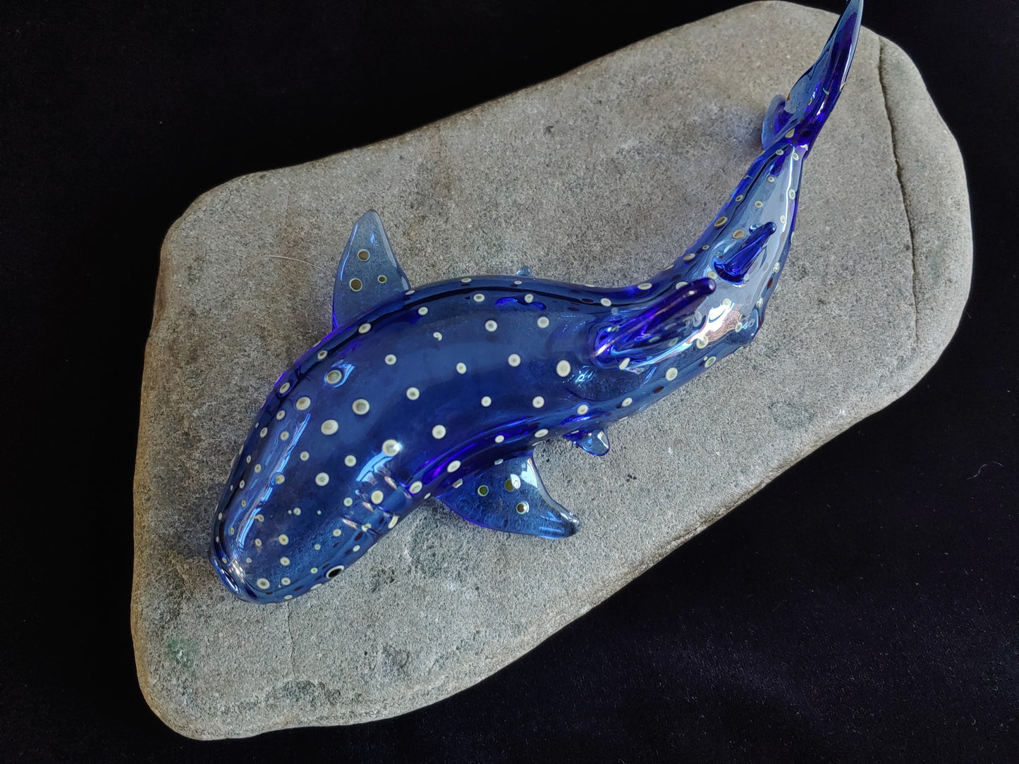 Glass Whale Shark Pipe | Cobalt Blue