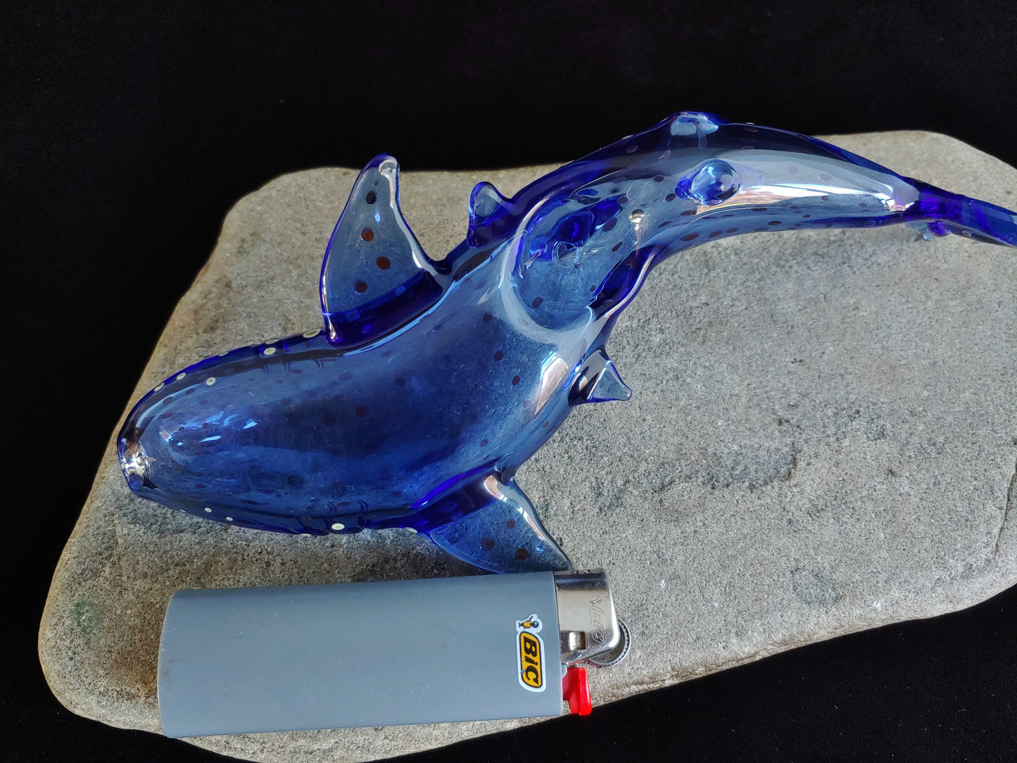 Glass Whale Shark Pipe | Cobalt Blue