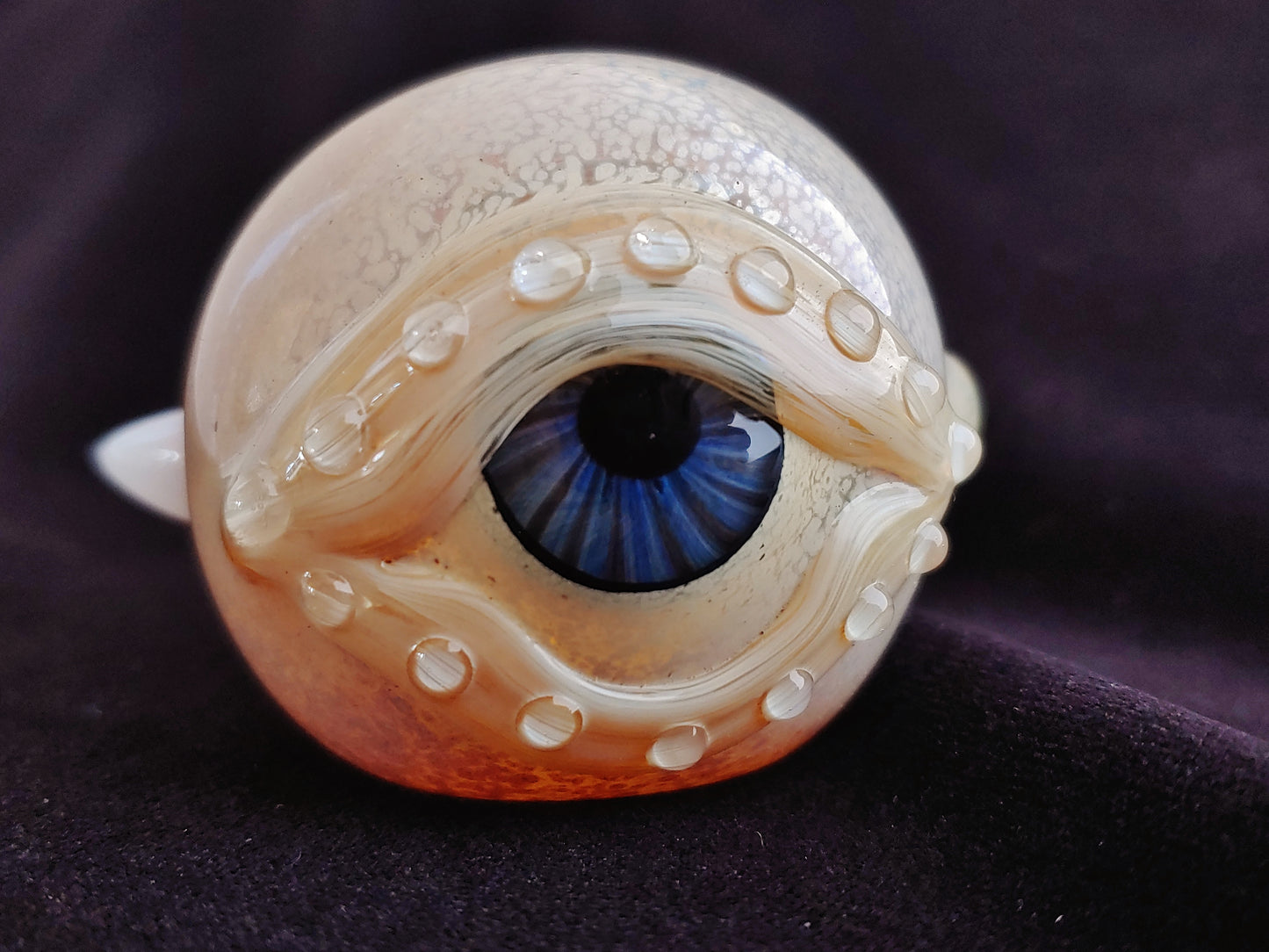 Detailed Eye Pipe With Fangs | UV Glow | Unique Glass Art |