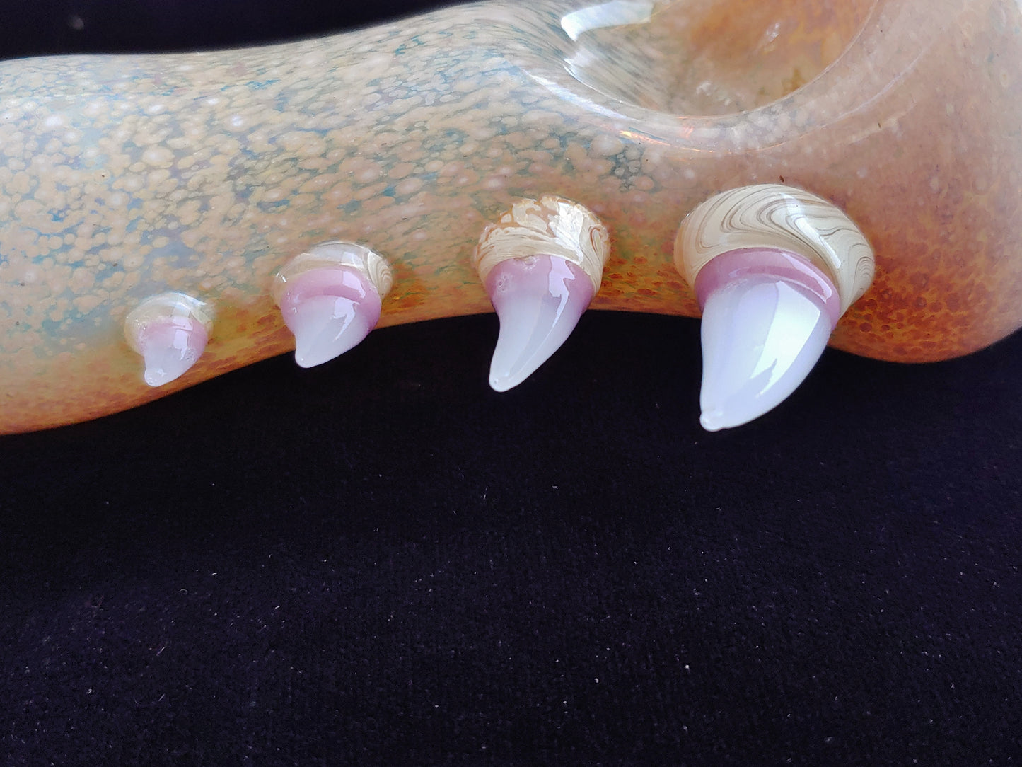 Detailed Eye Pipe With Fangs | UV Glow | Unique Glass Art |