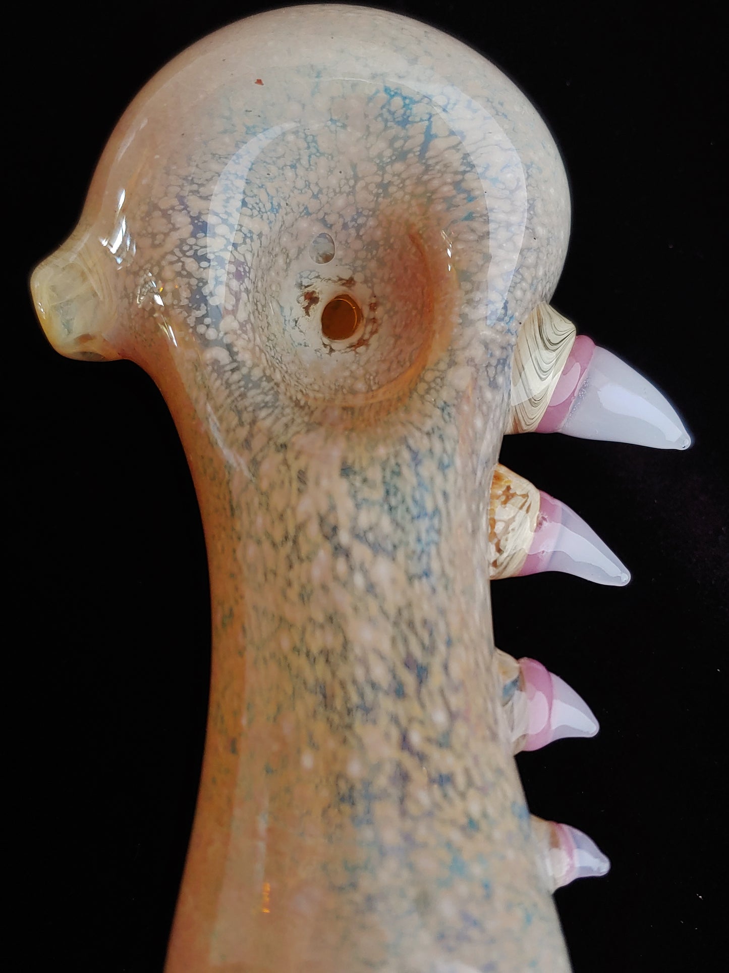 Detailed Eye Pipe With Fangs | UV Glow | Unique Glass Art |