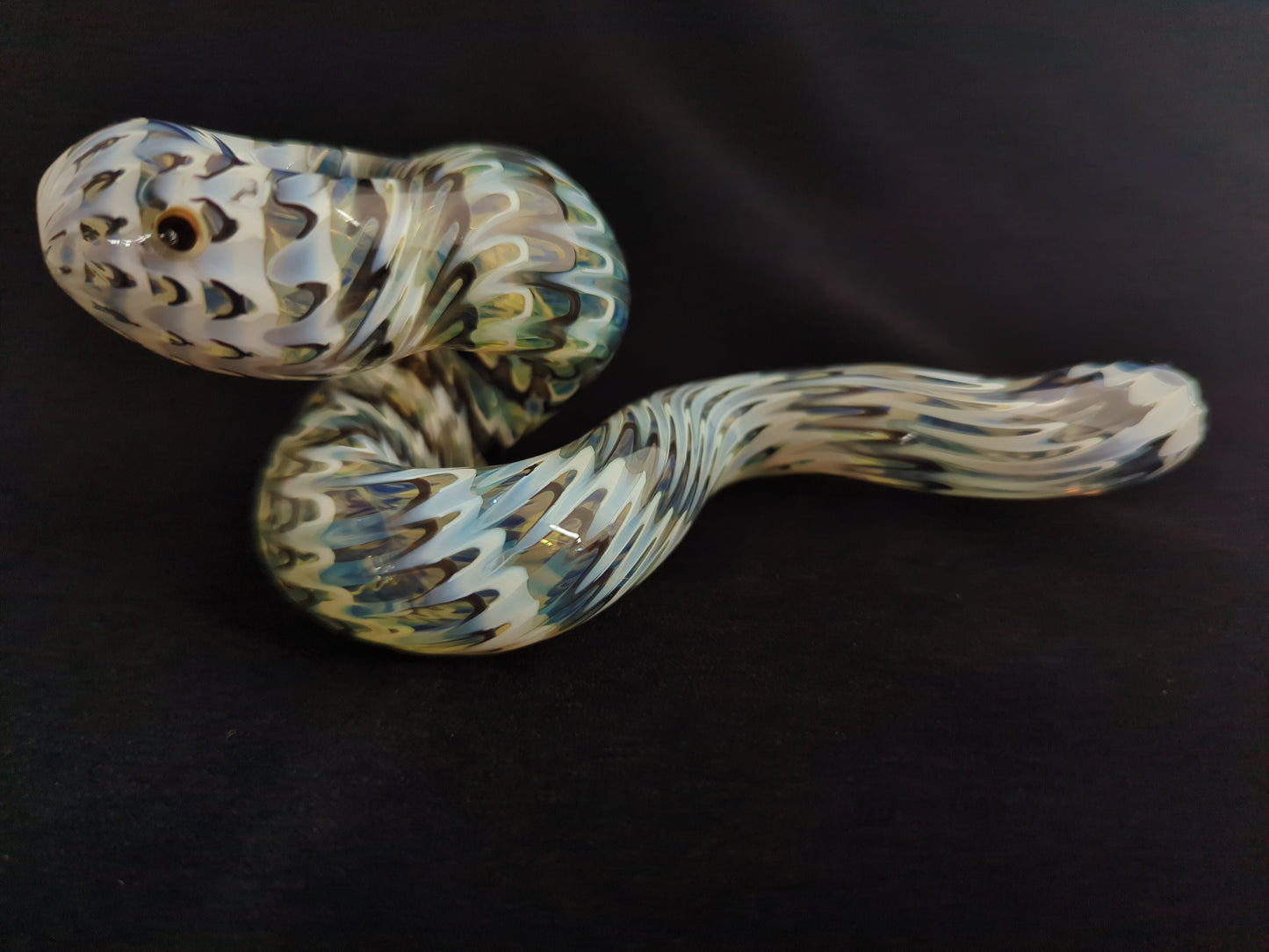 Coiled Glass Snake Pipe - Black & White