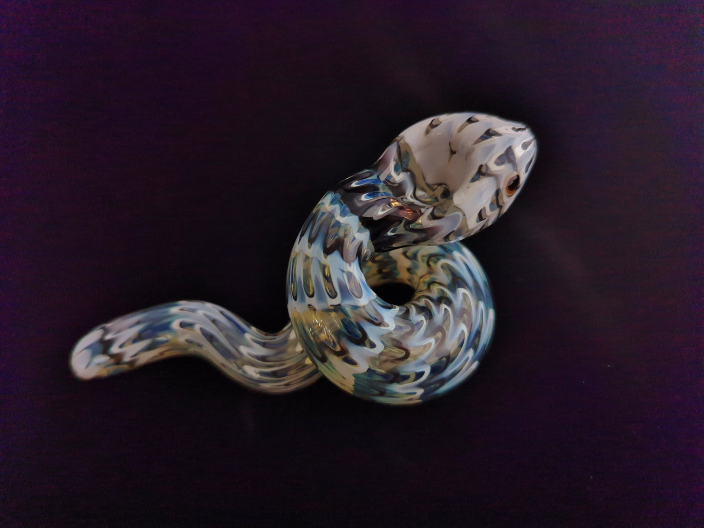 Coiled Glass Snake Pipe - Black & White