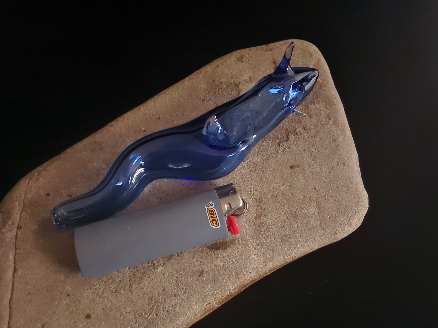 Glass Slug Pipe | Light Cobalt Blue Version