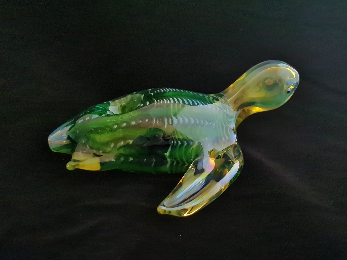 Color Changing Glass Sea Turtle Pipe | Deep Green Version