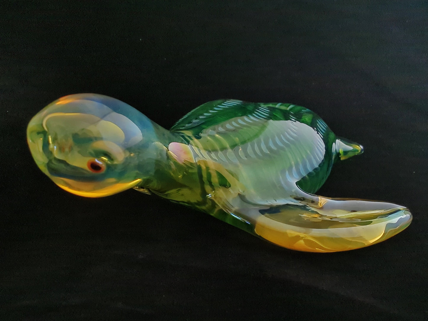 Color Changing Glass Sea Turtle Pipe | Deep Green Version