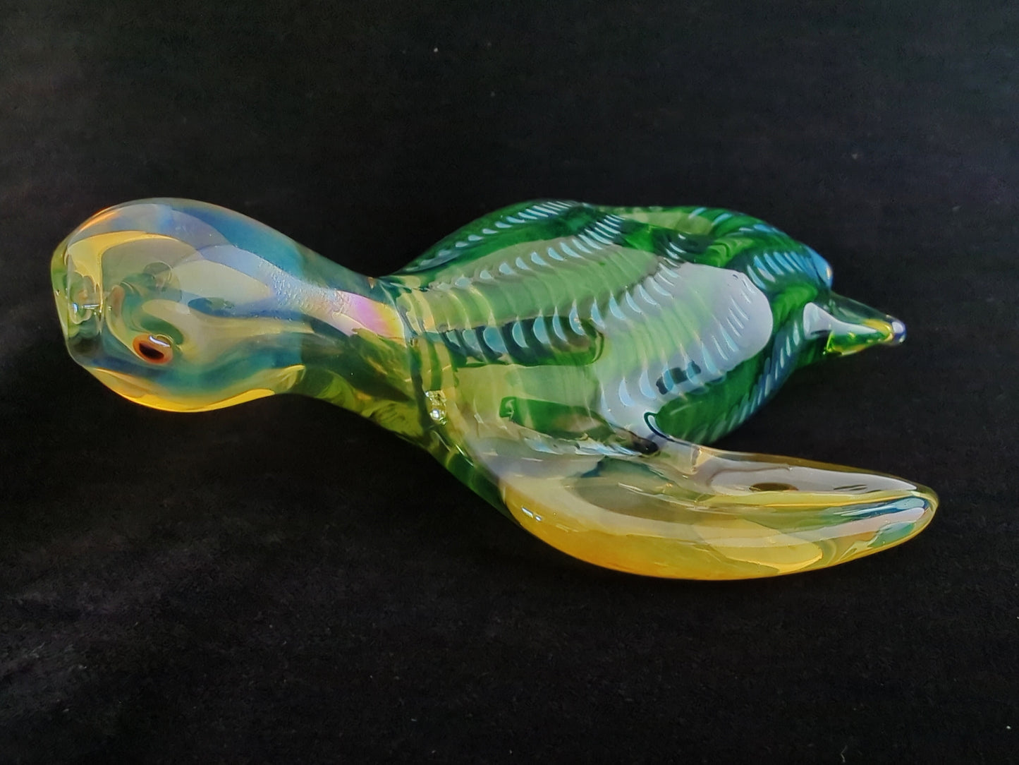 Color Changing Glass Sea Turtle Pipe | Deep Green Version