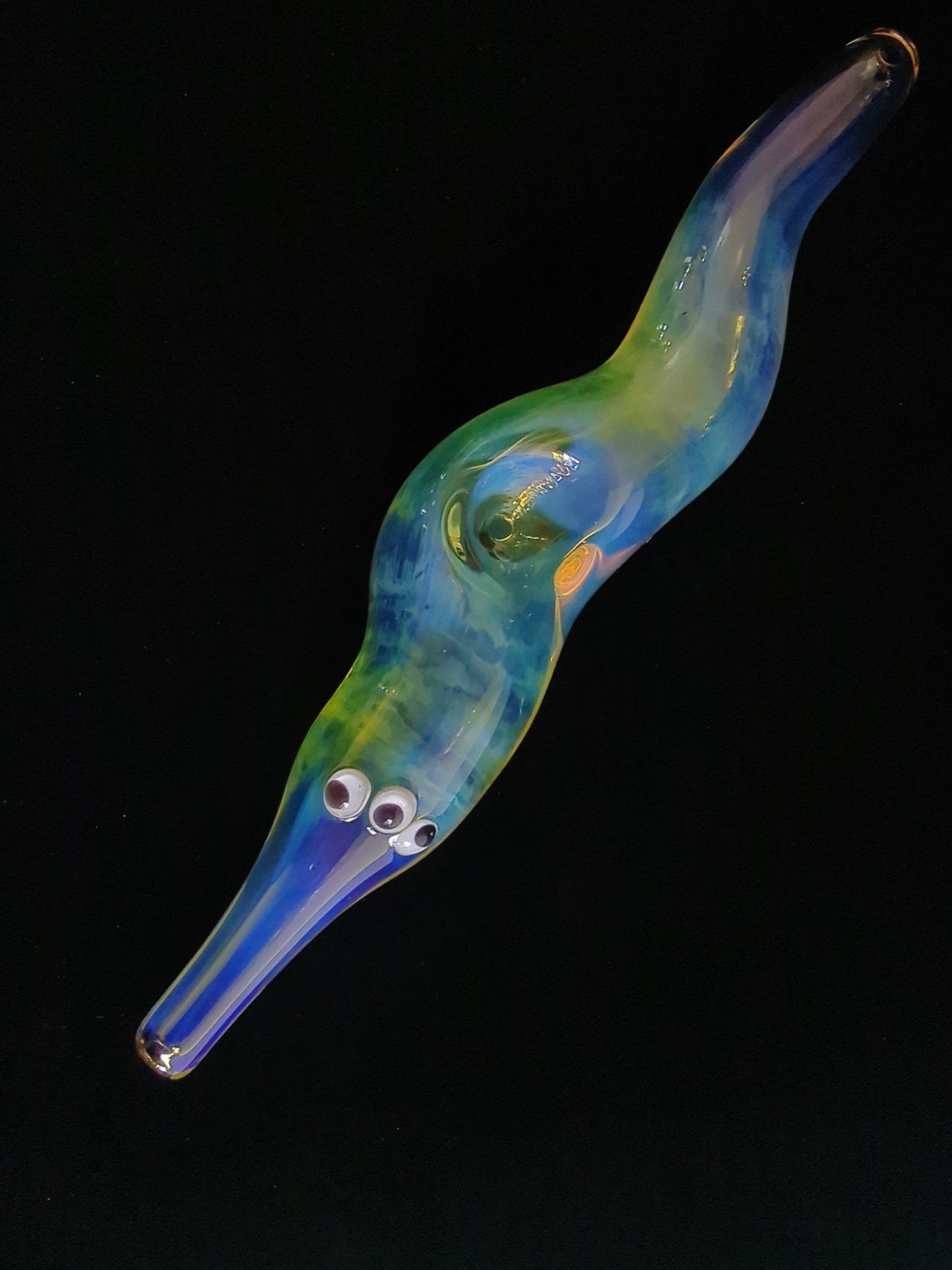 Glass Worm on a String - Three-eyed version. Color Changing. Free shipping.
