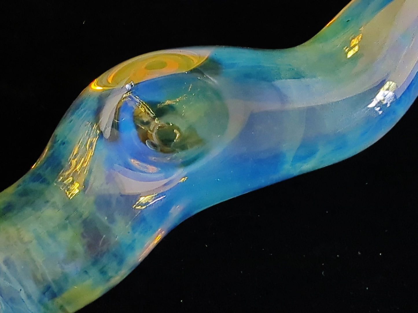 Glass Worm on a String - Three-eyed version. Color Changing. Free shipping.