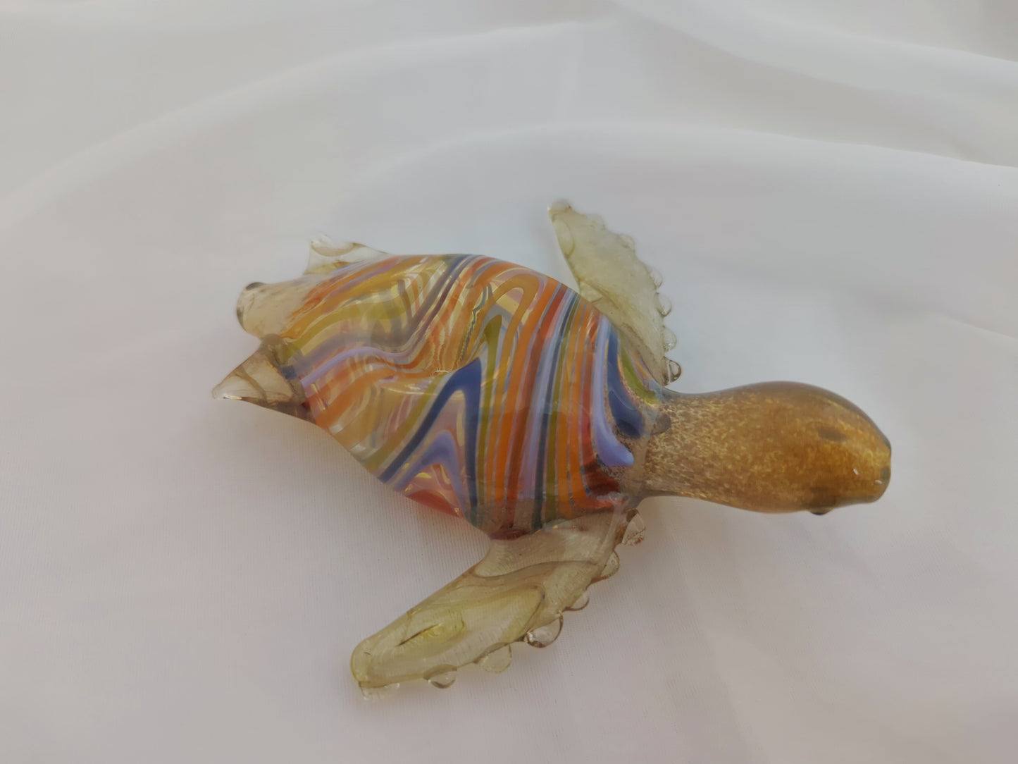 Glass Sea Turtle Pipe (Rainbow Shell) | UV Glow