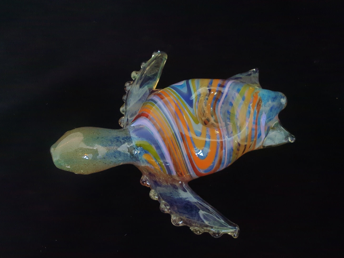 Glass Sea Turtle Pipe (Rainbow Shell) | UV Glow
