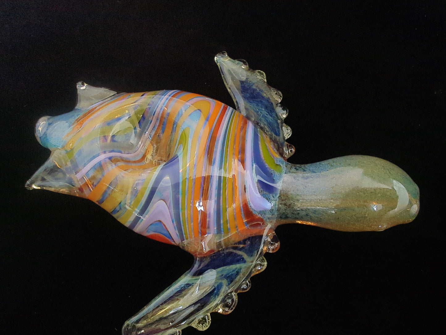 Glass Sea Turtle Pipe (Rainbow Shell) | UV Glow