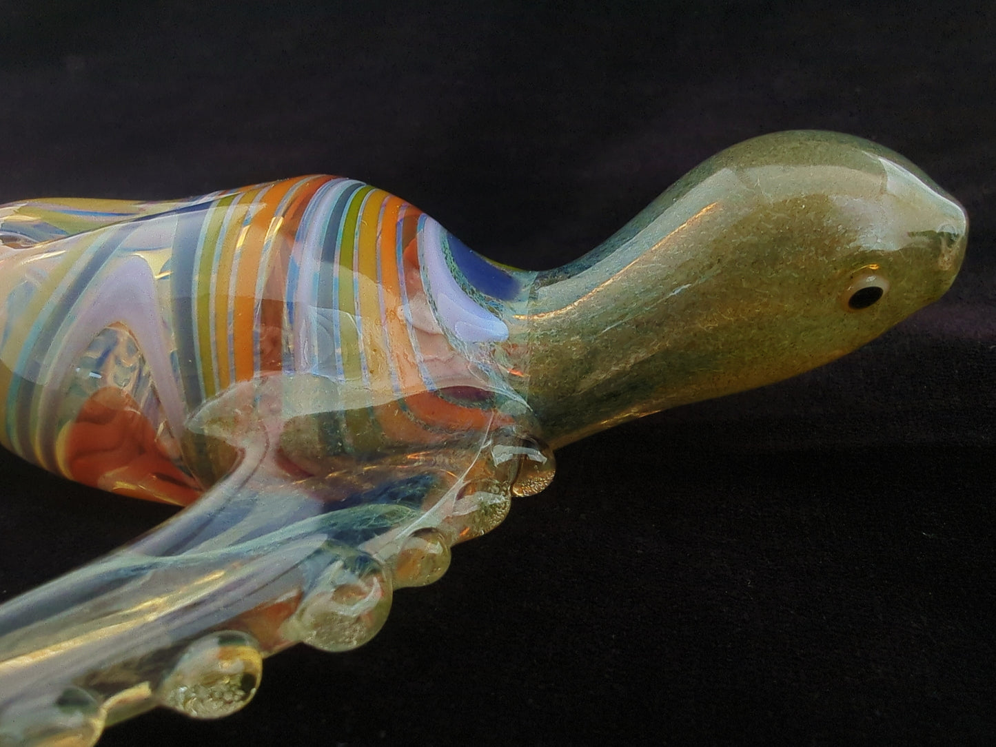Glass Sea Turtle Pipe (Rainbow Shell) | UV Glow