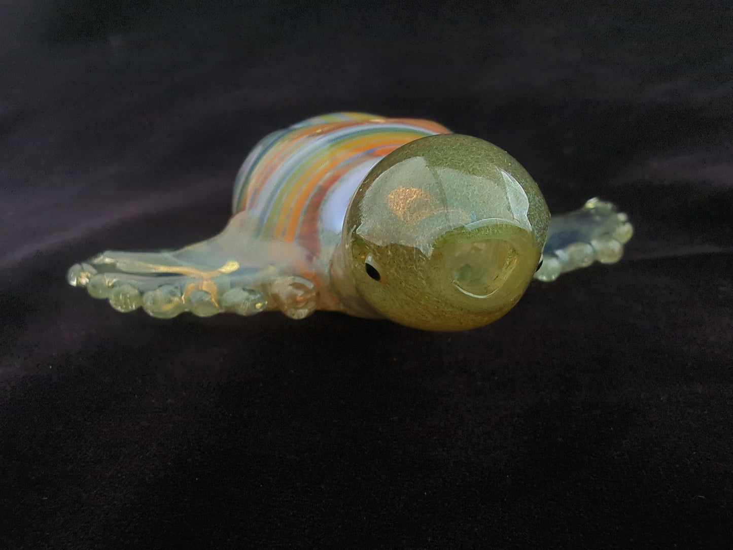 Glass Sea Turtle Pipe (Rainbow Shell) | UV Glow