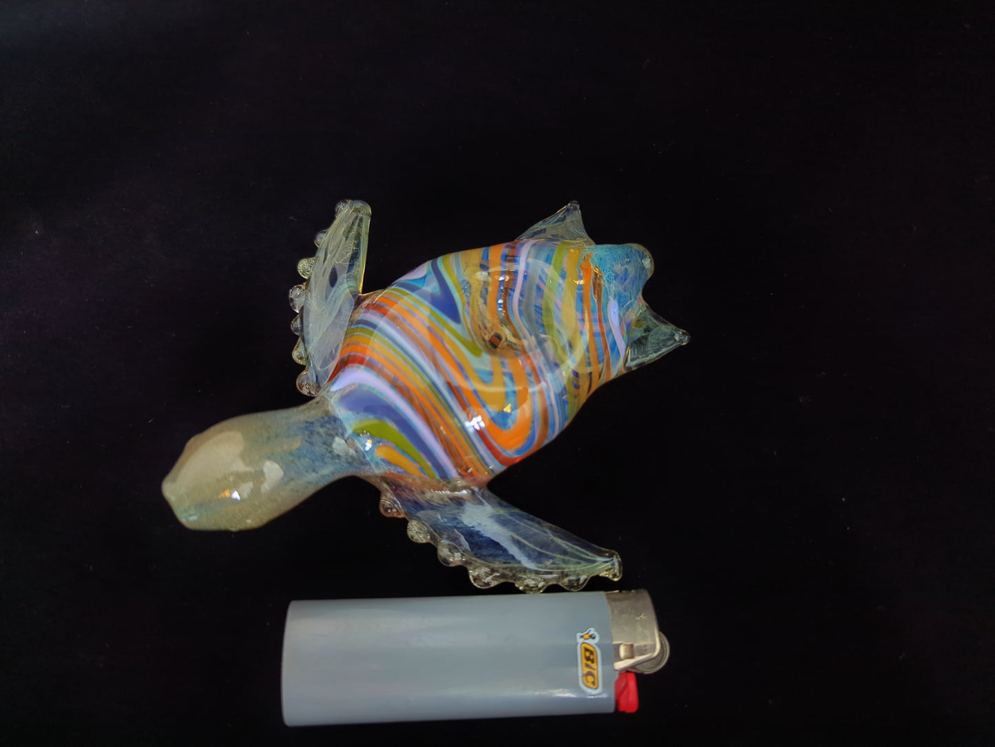 Glass Sea Turtle Pipe (Rainbow Shell) | UV Glow