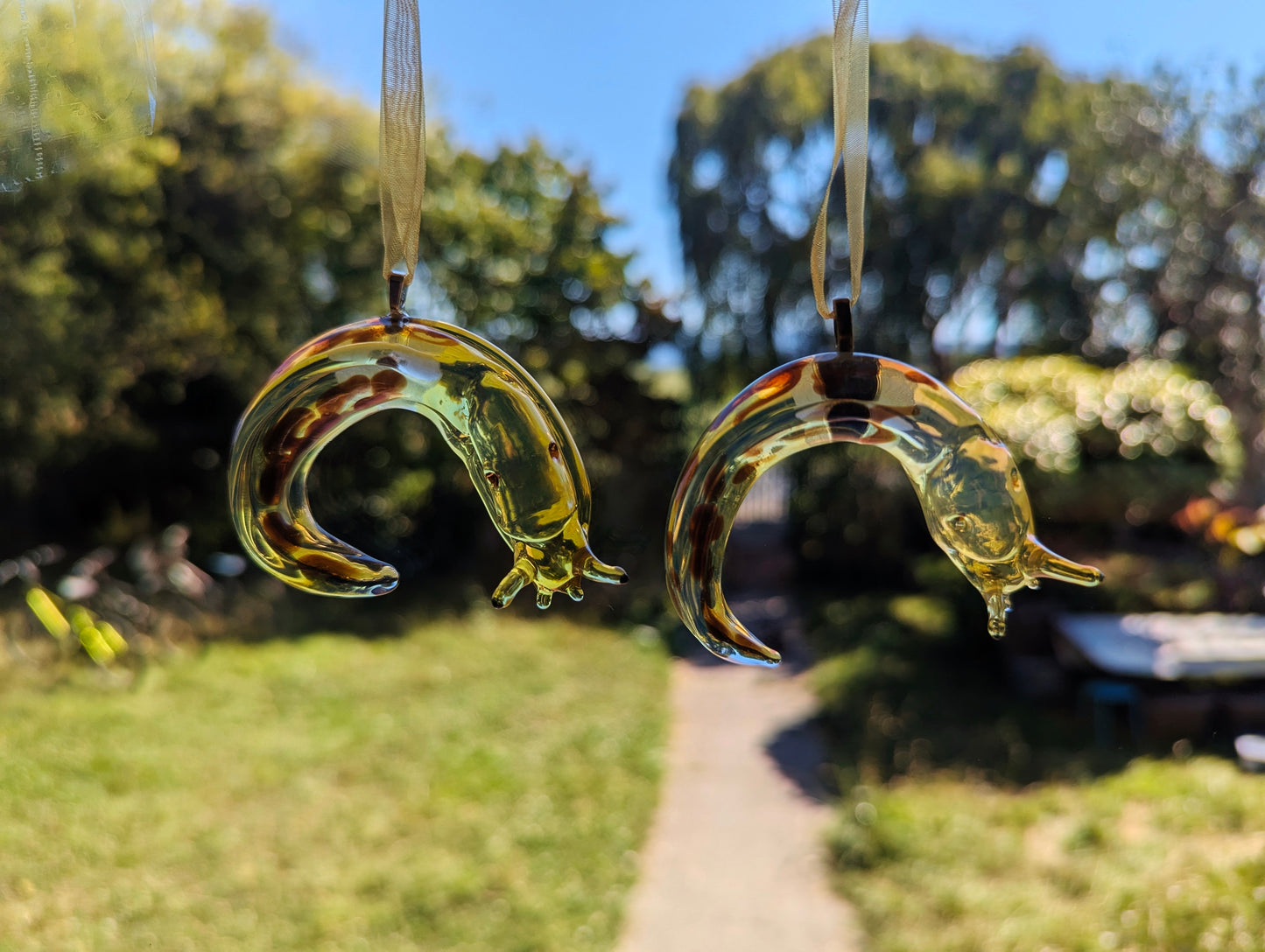 Detailed Glass Banana Slug Ornament | Handmade Suncatcher Gift | Quick Shipping