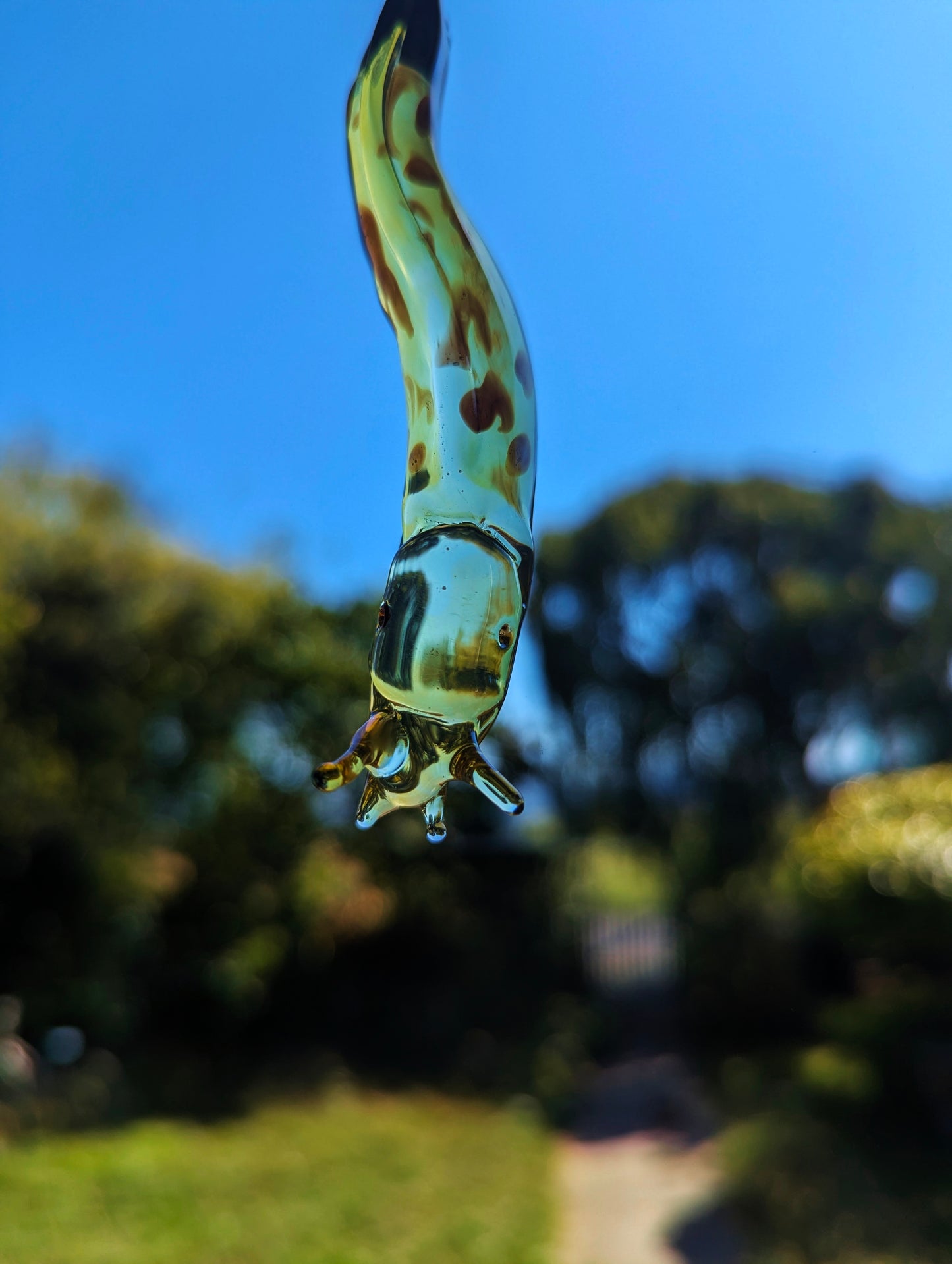 Detailed Glass Banana Slug Ornament | Handmade Suncatcher Gift | Quick Shipping