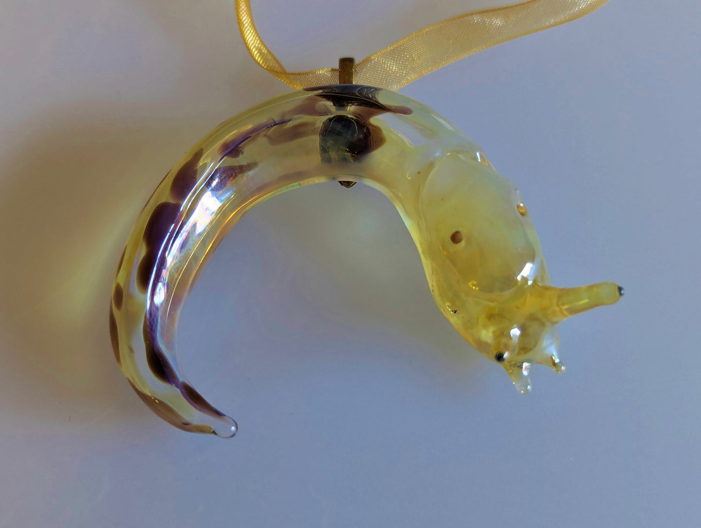 Detailed Glass Banana Slug Ornament | Handmade Suncatcher Gift | Quick Shipping