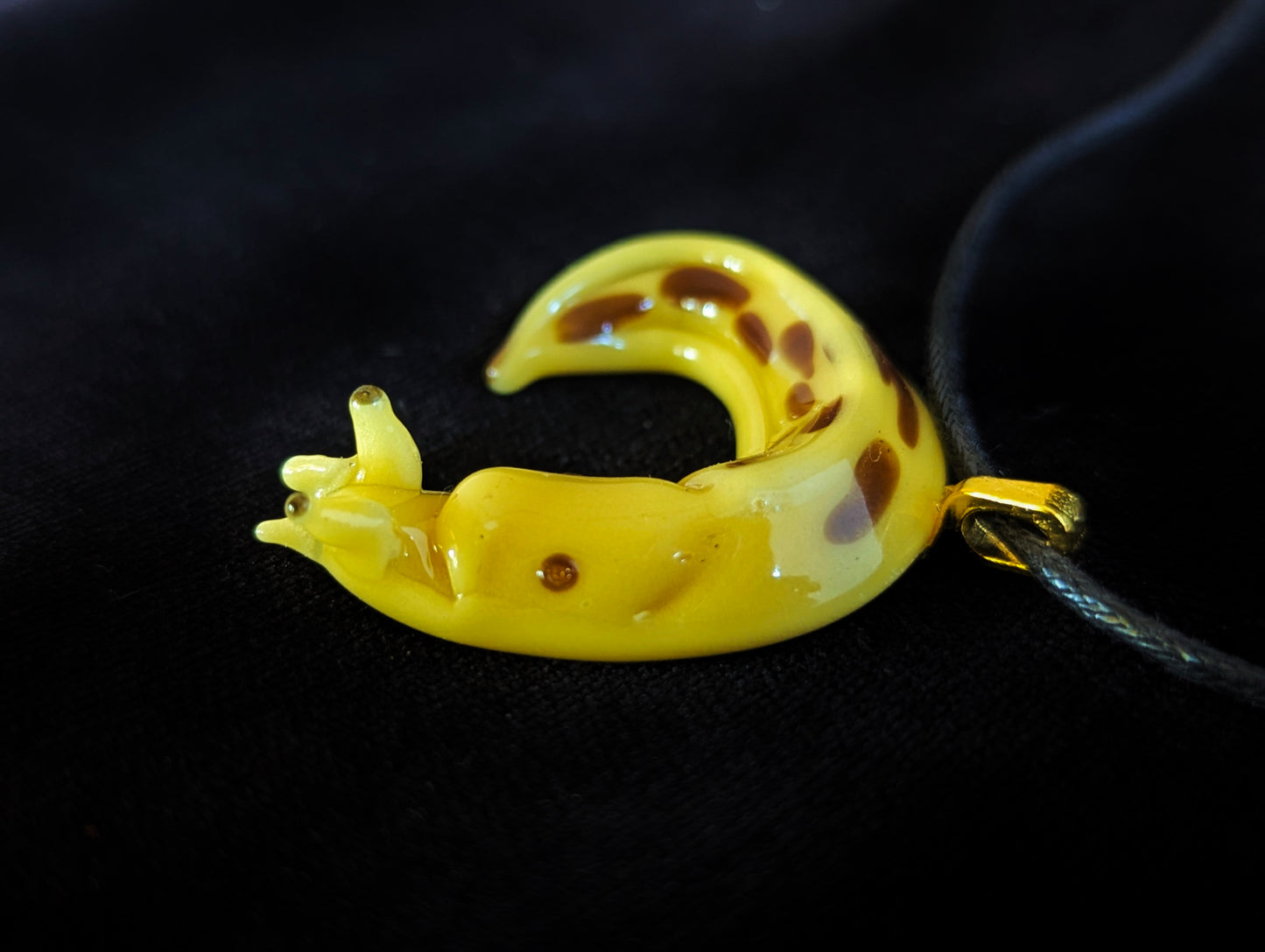 Hand Blown Glass Banana Slug Pendant