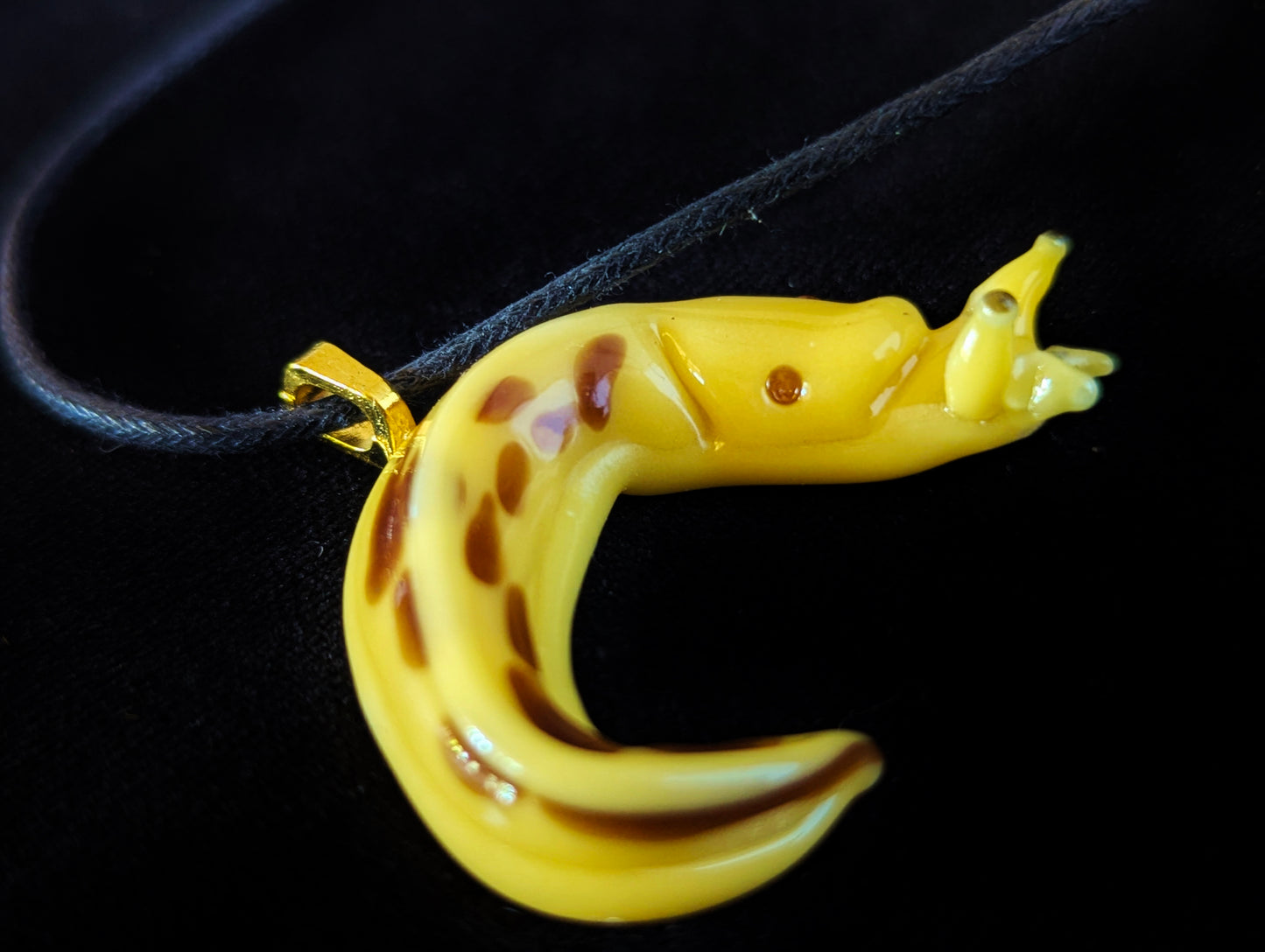 Hand Blown Glass Banana Slug Pendant