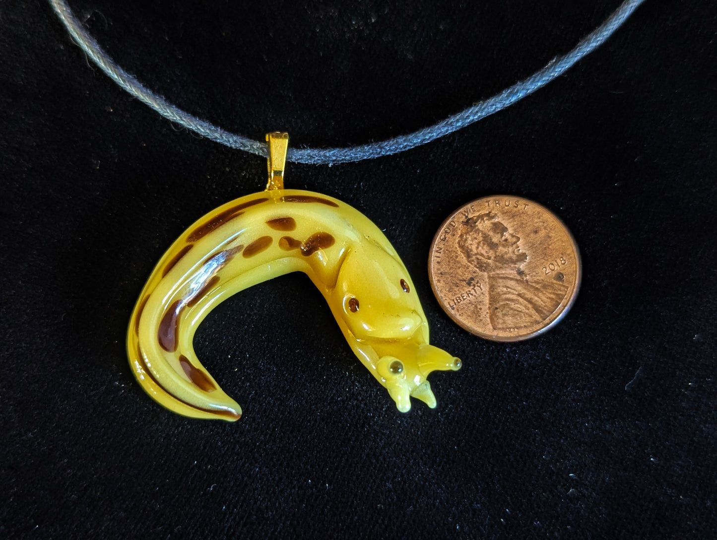Hand Blown Glass Banana Slug Pendant