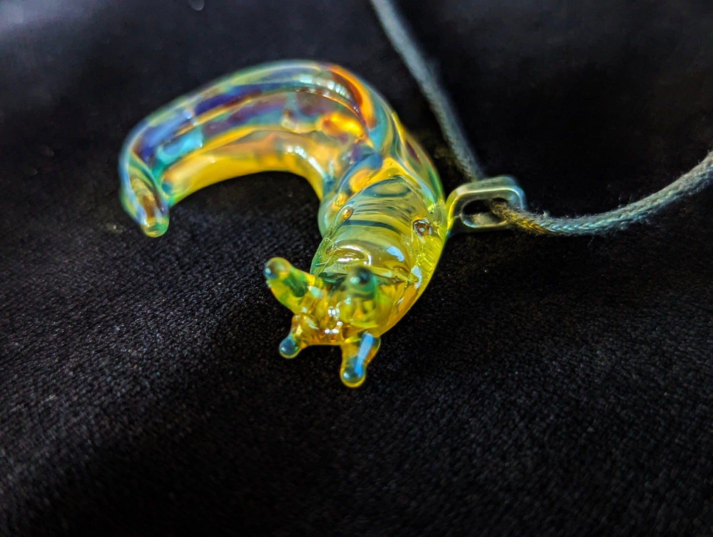 Hand Blown Glass Banana Slug Pendant