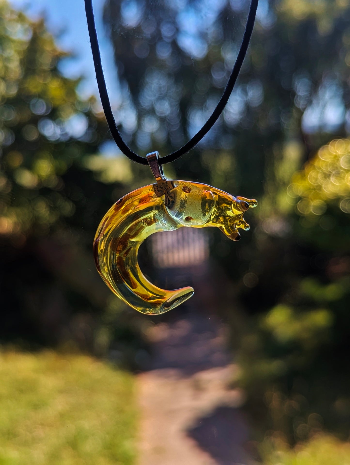 Hand Blown Glass Banana Slug Pendant