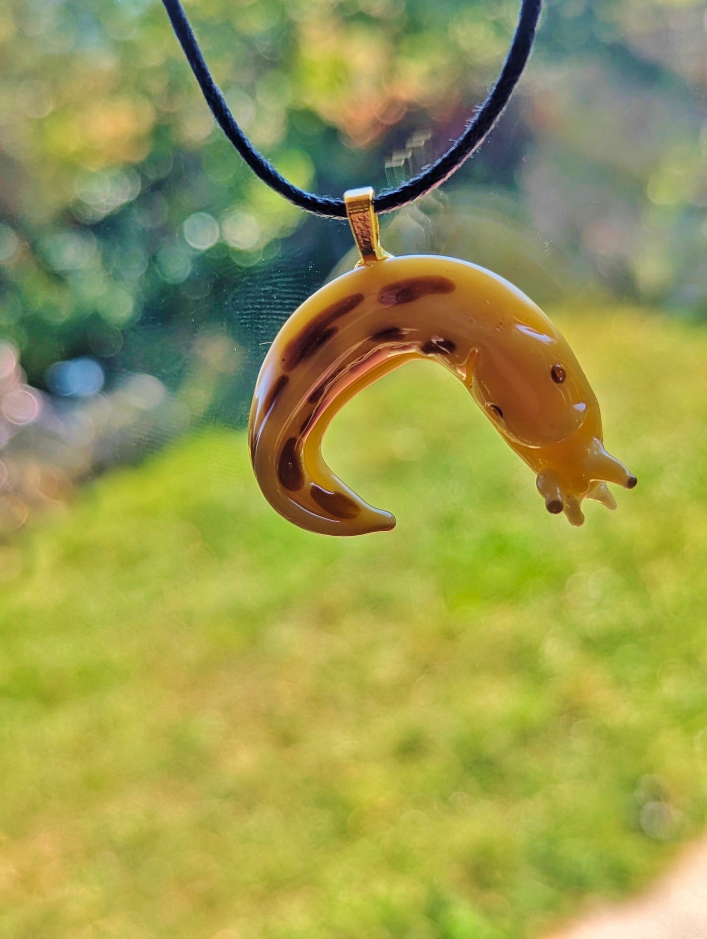 Hand Blown Glass Banana Slug Pendant