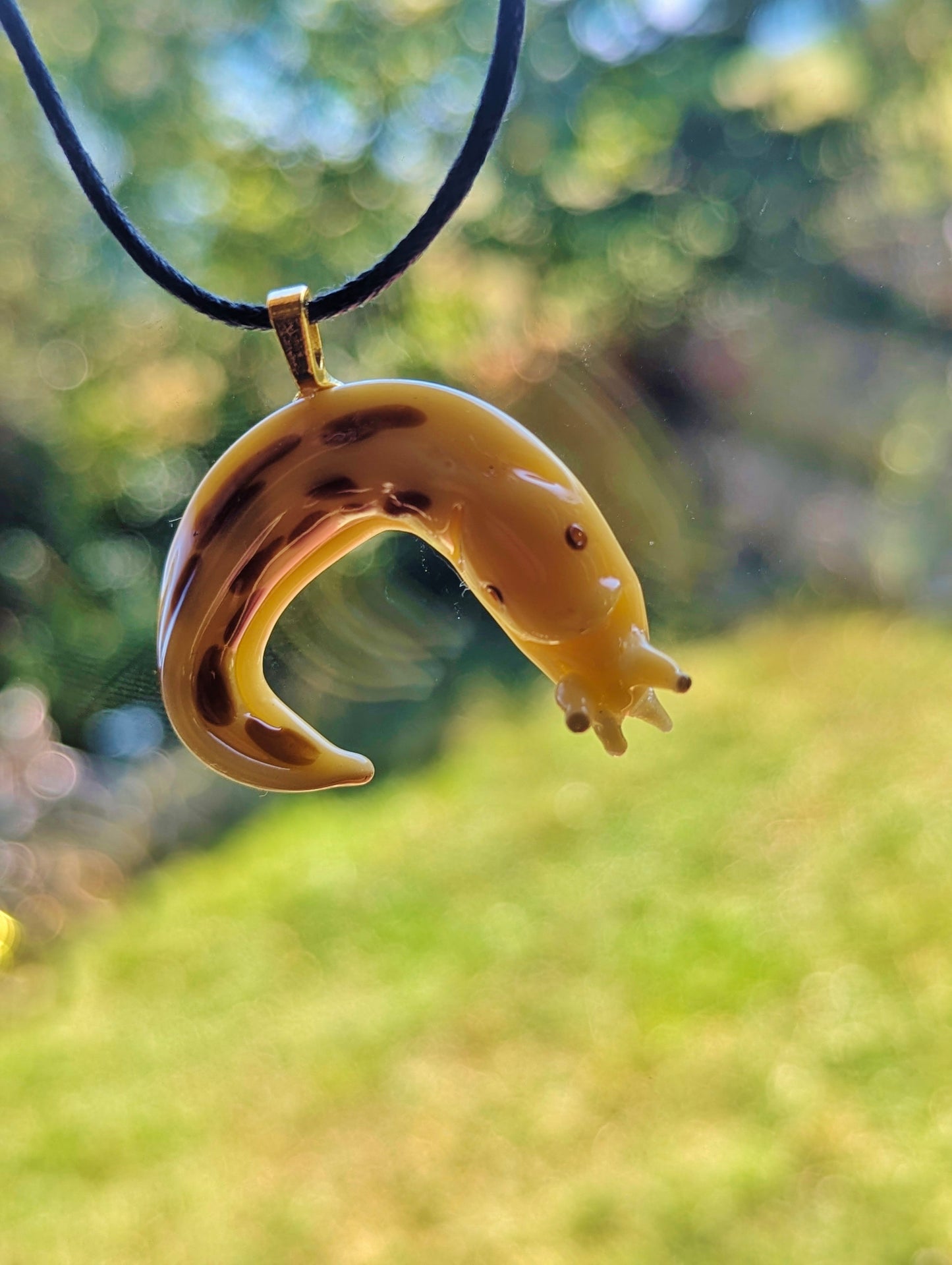 Hand Blown Glass Banana Slug Pendant