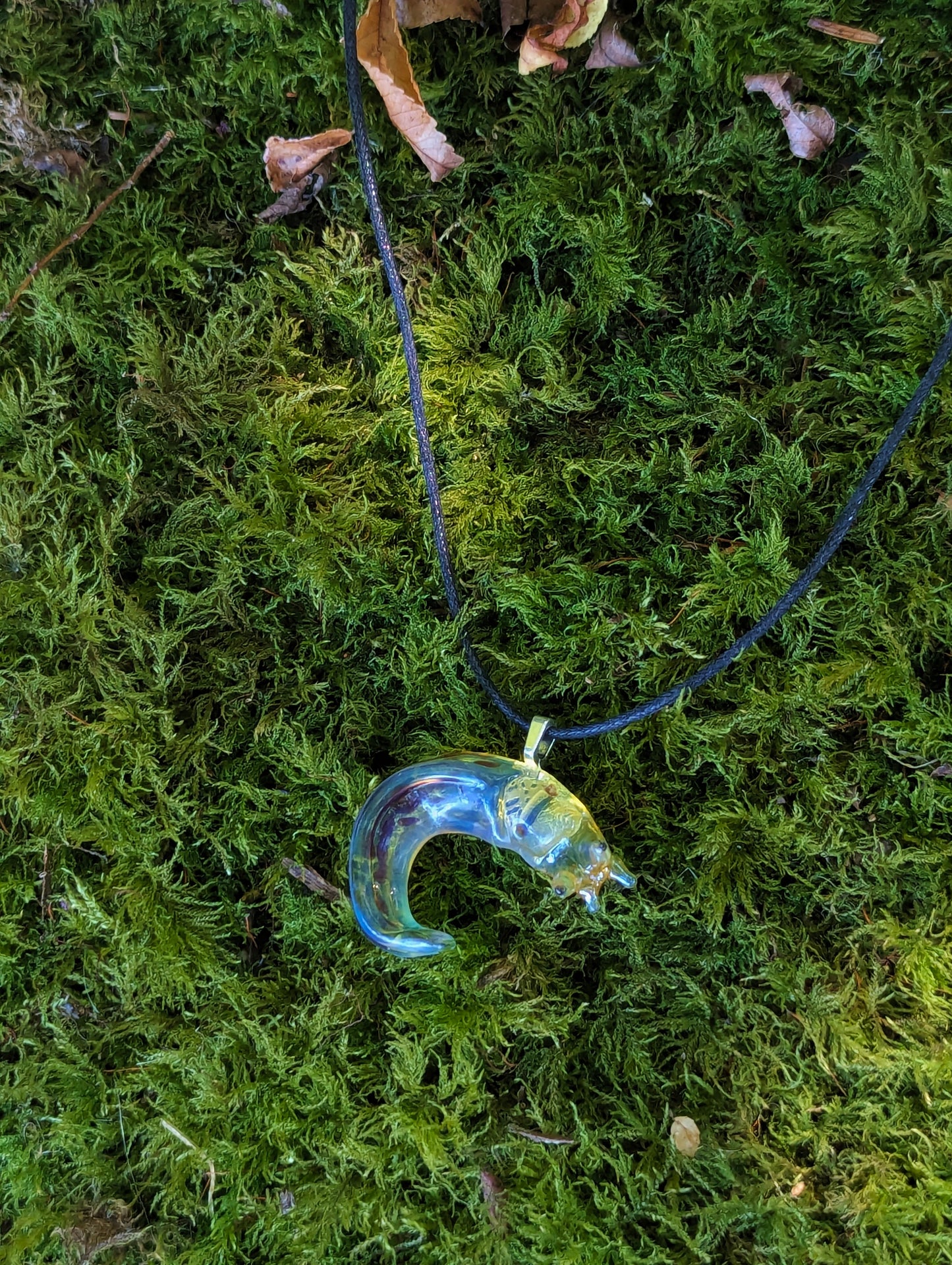Hand Blown Glass Banana Slug Pendant