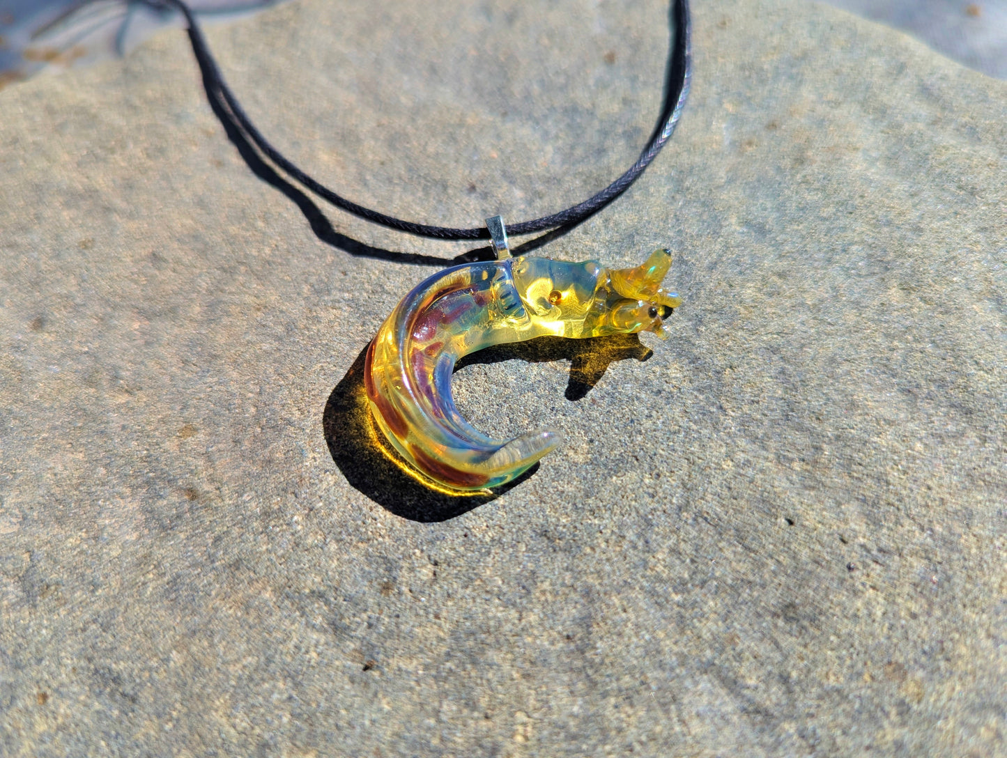 Hand Blown Glass Banana Slug Pendant