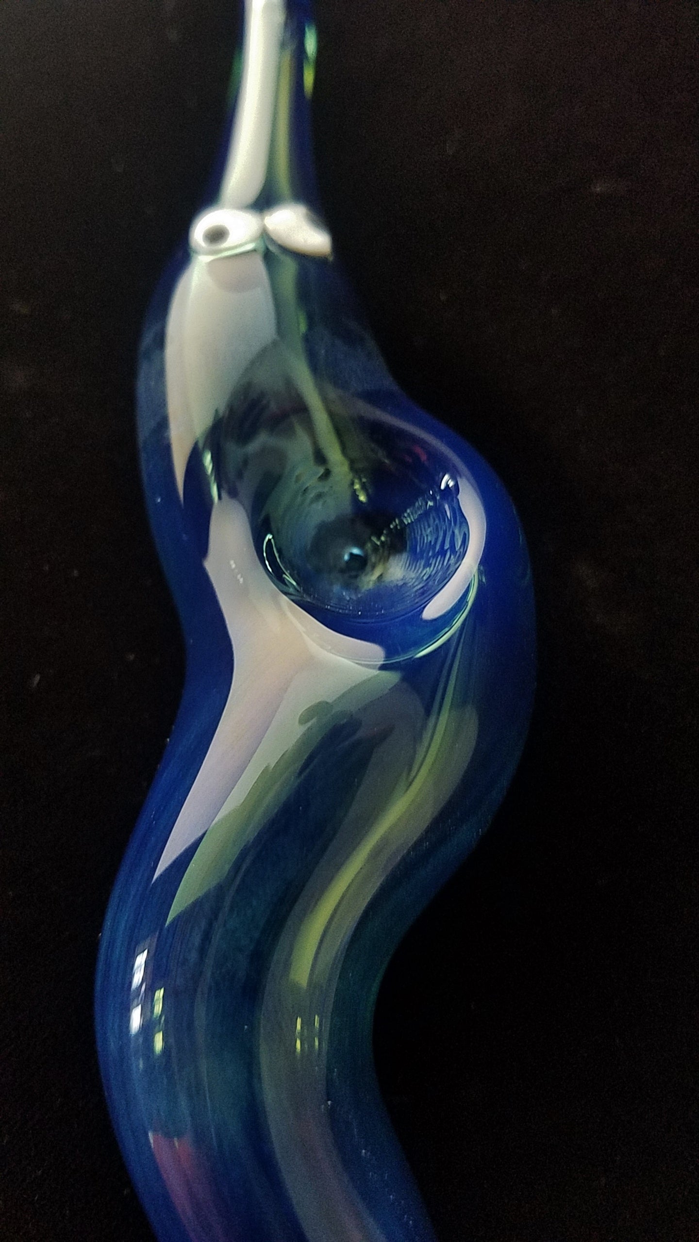 Glass Worm on a String Pipe (Cobalt Blue Version)
