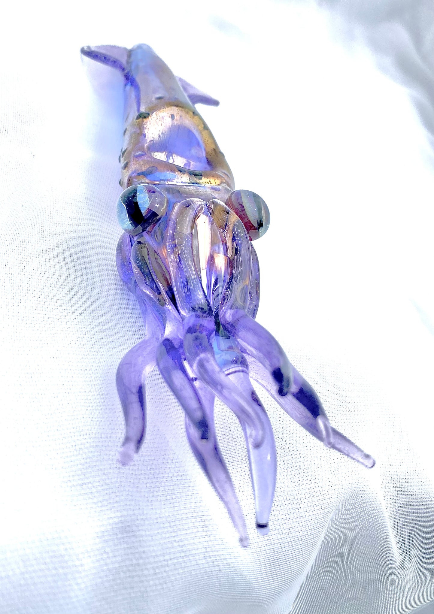 Glass Squid Pipe (Blue/ Purple, UV Glow)