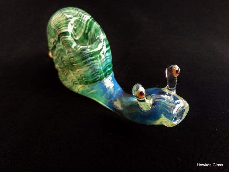 Glass Snail Pipe | Color Changing Glass | Green Version | Unique Glass Art |